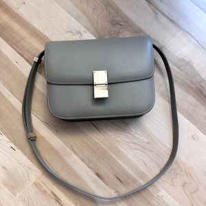 Gray Leather Shoulder Bag